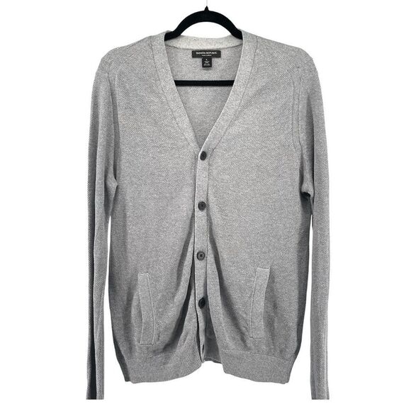 Banana Republic Men’s Gray Silk Linen Long Sleeve Button Front Cardigan Large - Picture 1 of 14